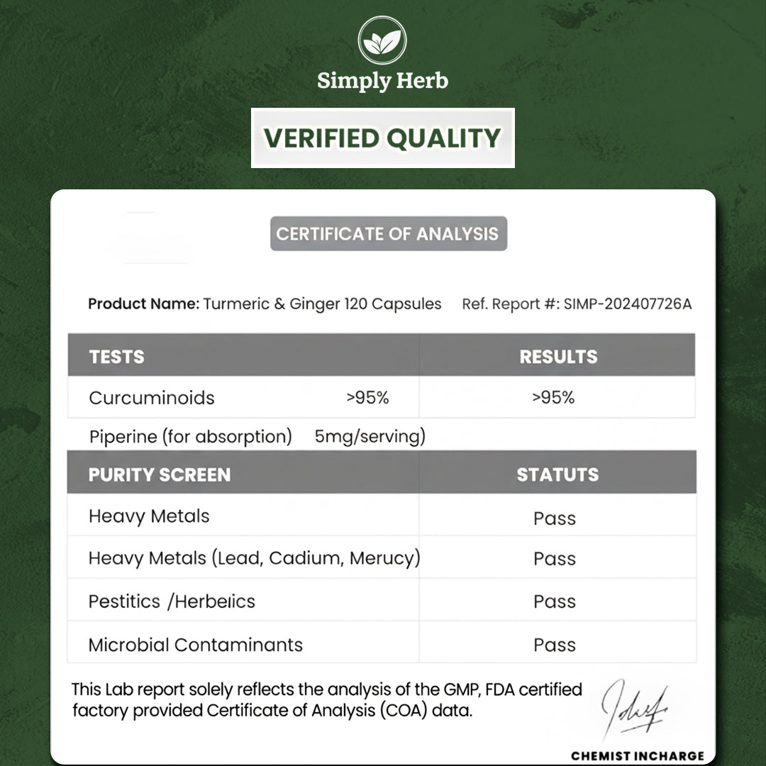 Simply Herb Turmeric and Ginger Capsules for Joint & Immune Support