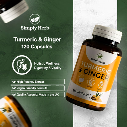 Simply Herb Turmeric and Ginger Capsules for Joint & Immune Support